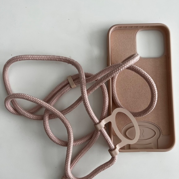 Case for iPhone 13 pro Max. With MagSafe. Pink sand. With band.